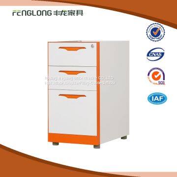 Fenglong High Quality 3 Drawers Mobile Steel Pedestal Cabinets