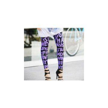 alphabet printing skinny leggings