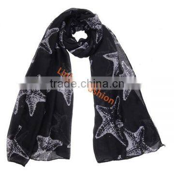 Latest Fashion Voile Scarf Print Scarf Starfish Scarf for Women Bufunda photo-2