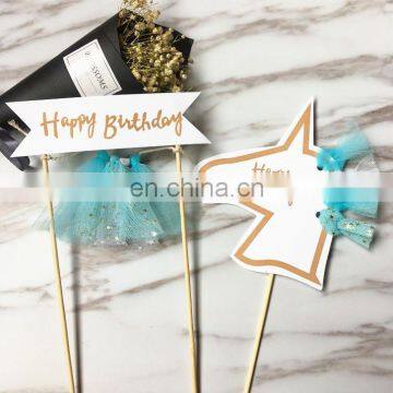 Hot Sale Blue Unicorns Happy Birthday Cake Banner Unicorn Party