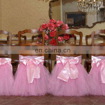 pink color satin wedding chair skirt/chair cover