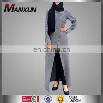 Half zipped front open abaya islamic clothing for women muslim jilbab