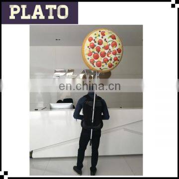 PVC led backpack pizza, lighting inflatable walking pizza for publicity