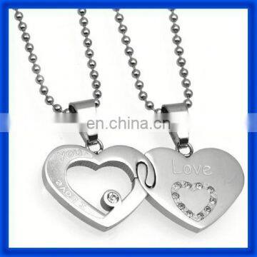 Fashion cute stainless steel jewelry couple necklace pendant for lover