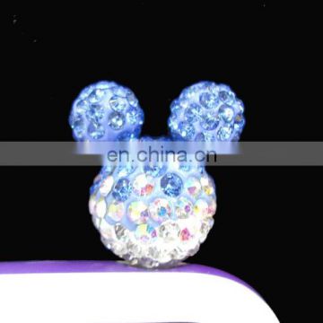 Wholesale custom rhinestone cell phone custom anti Mickey dust plug charm for iPhone MCD-0026