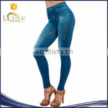 Blue tights women leggings OEM service looks like jeans good sewing Adult jeggings