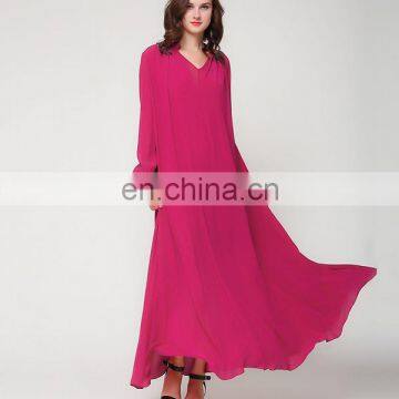 T-D076 New Design Muslim Loose Chiffon Elegant Dress For Mature Woman photo-2