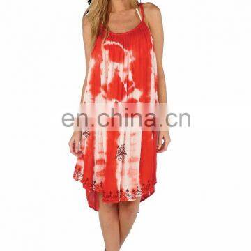 Women Wear Latest Fashionable Fancy tie & dye Beach Cover Up Spaghetti Strap Dress