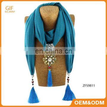 New Arrival jewelry scarf with metal pendant scarf with jewelry