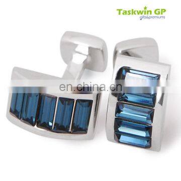 China mainland Guangdong metal cufflink manufacturer/metal cufflink for sale with blue rhinestone