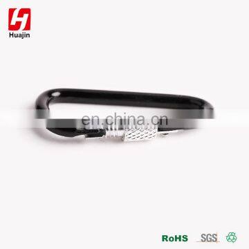 Aluminum Alloy D Shape Carabiner with Screw Lock, Key Chain Clip Hook