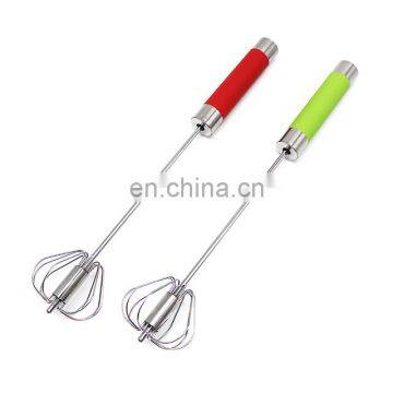 Kitchen Utensil Stainless Steel Egg Whisk Semi Automatic Egg Beater