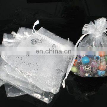 High quality baby pink organza bags with logo ribbon