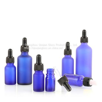 Popular Beautiful 50Ml 100Ml Cobalt Blue Essential Oil Glass Bottle with Dropper