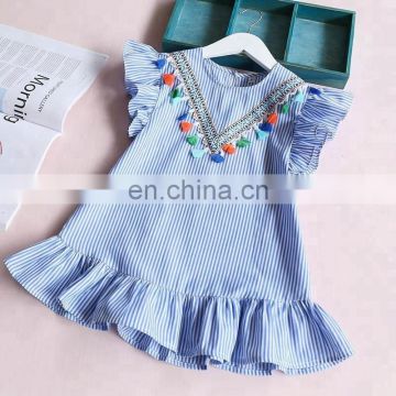 2018 New Baby Girl Dress Summer Dresses Clothing Cotton Infant Blue Stripe Summer Dress