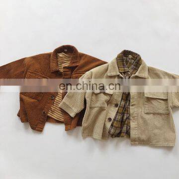2020 Autumn and Winter Children's Jacket Retro Western Corduroy Cardigan Jacket photo-2
