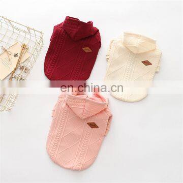 Eco Friendly hot sale autumn and winter pink red white dog sweater and hood