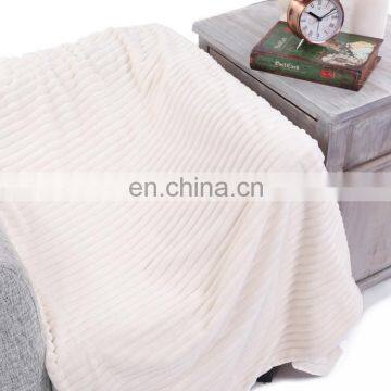 Custom New Design Ultra-soft Warm and Strong Jacquard Striped Flannel Fleece Blanket Winter Blankets for Home photo-3