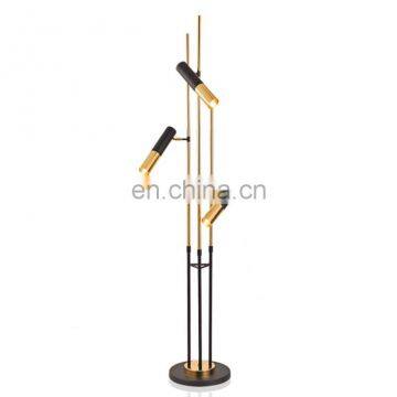 European Post Modern Gold and Black Standing Lamp Three Heads Metal Tube Led Floor Lamp for Living Room Bedroom photo-2