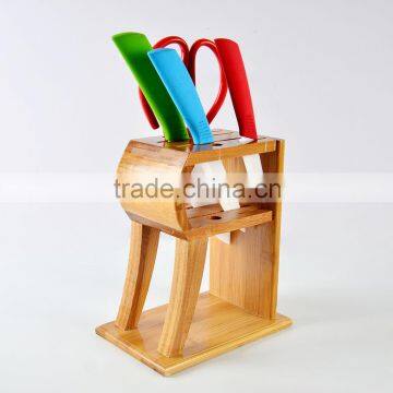 R shape finished bamboo knives holder, customize bamboo holders for knives