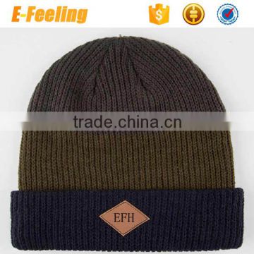 Wholesale Custom Beanie Hat With Leather Patch