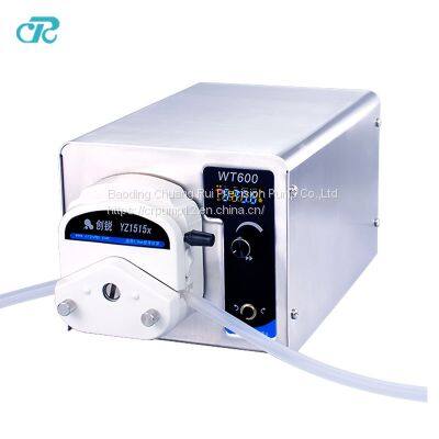 Medium flow peristaltic pump with optional hub liquid transmission