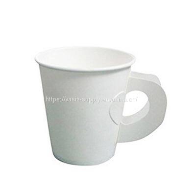 Pack of 50 Disposable Espresso 4oz Paper Cups with Handle Cream color
