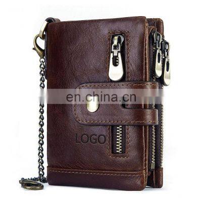 RFID Genuine Cowhide Leather, Luxury Purse Casual Small Mini Leather Wallets Vintage Gents Mens Slim Wallet/