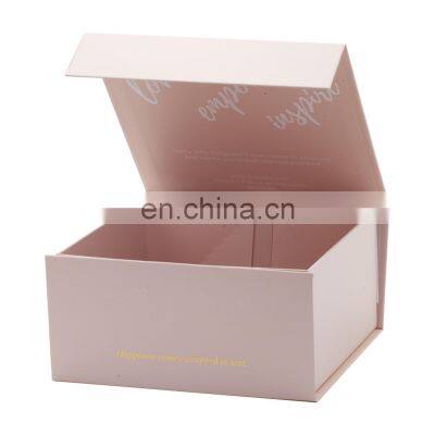 Pink large box with golden logo luxury packaging for products wedding gift packing folding box hamper flip clothing shoes box