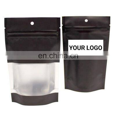 Custom Printed 4X6 3.5 1 Gallon Aluminum Edible Black Cartoon Child Smell Proof Zip Mylar Bags With Clear Window