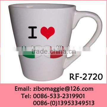 12oz V Shape Ceramic Promotional Drinking Cup for World Cup Wow Cup