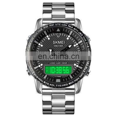 New Skmei Wholesale 1898 Stainless Steel Men Chronograph Analog Digital Wrist Watches