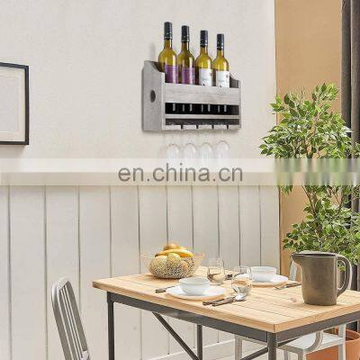 Rustic Wall Mounted Wooden Wine Rack photo-5