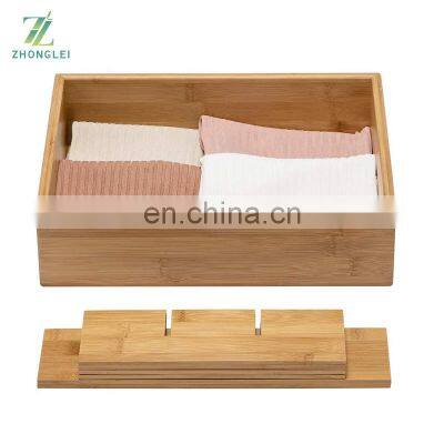 Closet Drawer Organizer,Drawer Divider and Storage Box for Ties Bras Briefs Socks, Compartments of 15, Bamboo photo-3