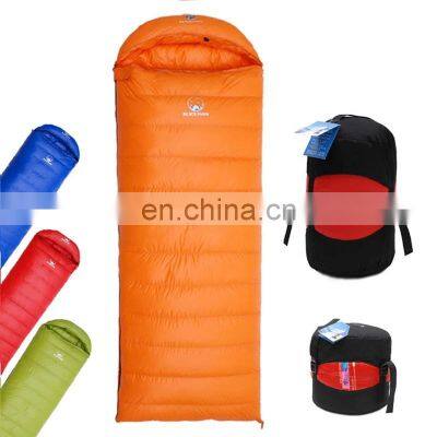 2021Winter Cold Weather Thermal Adult Regular 95% White Goose Down Camping  Hiking Envelope Sleeping Bag Sack Quilt With Hood