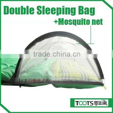 Twin Size Double Sleeping Bag for Two Person with Head Mosquito Net