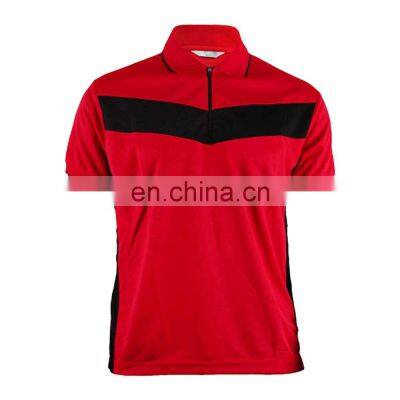 100% Polyester Polo Short Sleeves Zipper Up Shirt for Men