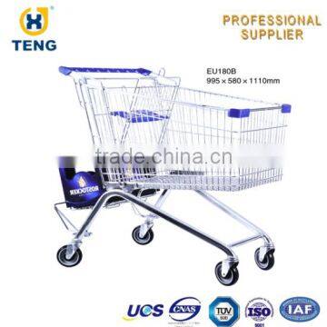 Europe Style Steel Mesh Shopping Trolley Cart 150L photo-5