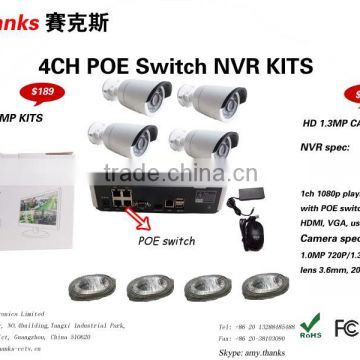 Easy Install 4 Channel POE Switch Onvif NVR 1080p kits with competitive price