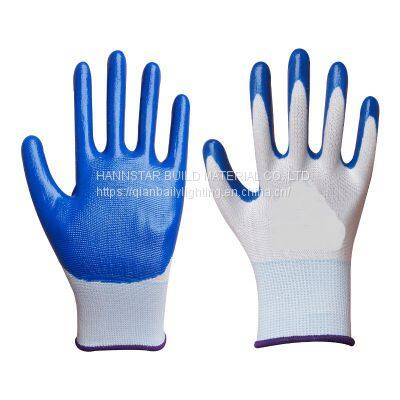 13guage nylon work Nitrile Gloves Polyester Shell Nitrile Coated Work Gloves