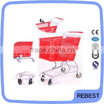 Plastic supermarket shopping service cart