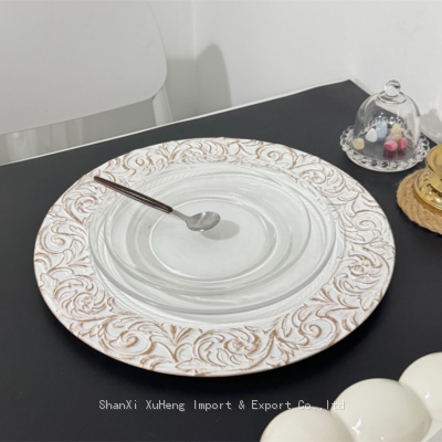 33 cm Rose Gold And White Colored Acrylic Plastic Charger Plate Wholesale photo-3