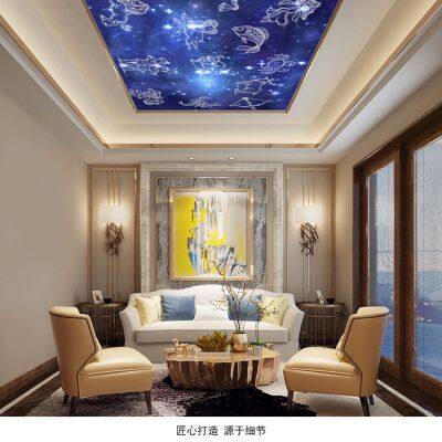 Modern hotel lobby custom large ceiling handmade art gold glass pendant chandelier