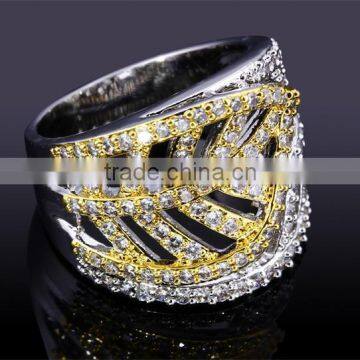 New Design Leaf Shape 2-Tone Inlay Jewelry Luxury Cocktail Party Ring Bijoux photo-4