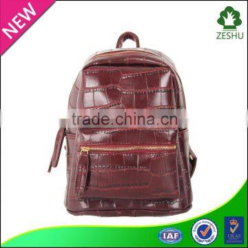 European style crocodile pu leather lady backpack
