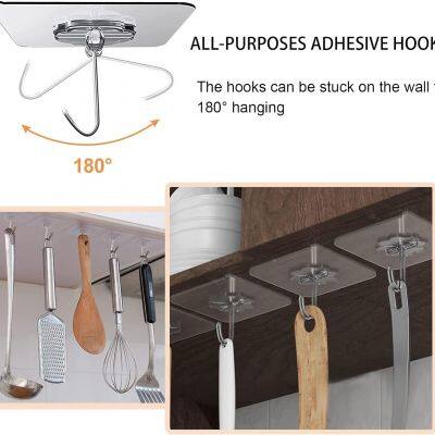 Adhesive Hooks, Sticky Hooks, Transparent Reusable Removable Adhesive Hooks for Hanging, Wall Hooks for Hanging Can be Use for Kitchen Bathroom Shower Outdoor Home Improvement photo-3