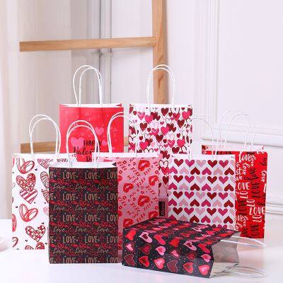 Valentine's Day Love Decoration Handbag Wedding Companion Gift Paper Bag Happy Birthday Party Packaging Bag