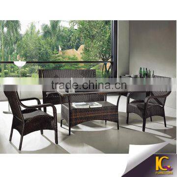 Aluminum Synthetic Rattan Outdoor Restaurant Dining Set With Waterproof Cushion