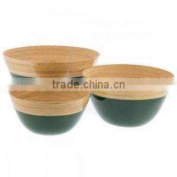 High quality best selling eco friendly spun bamboo two tones salad bowl from Viet Nam