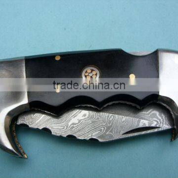 udk f97" custom handmade Damascus folding knife / pocket knife with Buffalo horn handle